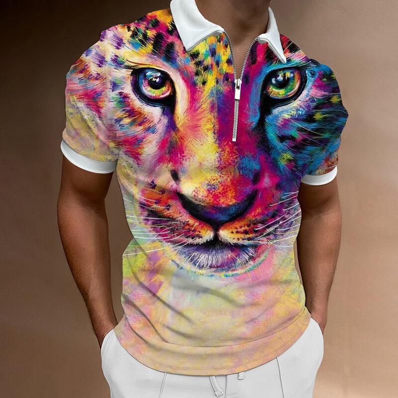 Animal 3d impresso verão camisas polo masculino todos os dias moda negócios wear camisas polo masculino roupas esportivas streetwear