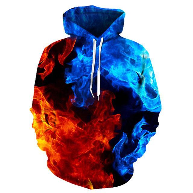 Sweat-shirt à capuche avec flammes colorées 3D pour hommes/femmes, manteau d'automne et d'hiver, veste drôle à la mode