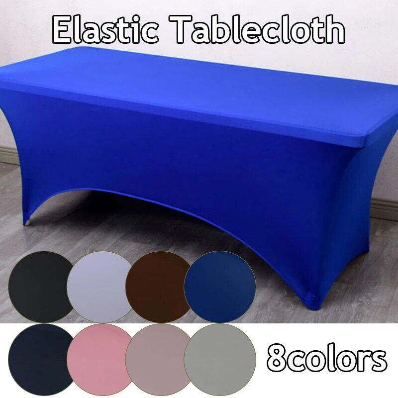 Mantel Rectangular elástico de licra, cubierta de mesa de Color sólido, decoración de comedor de boda, elegante, de poliéster