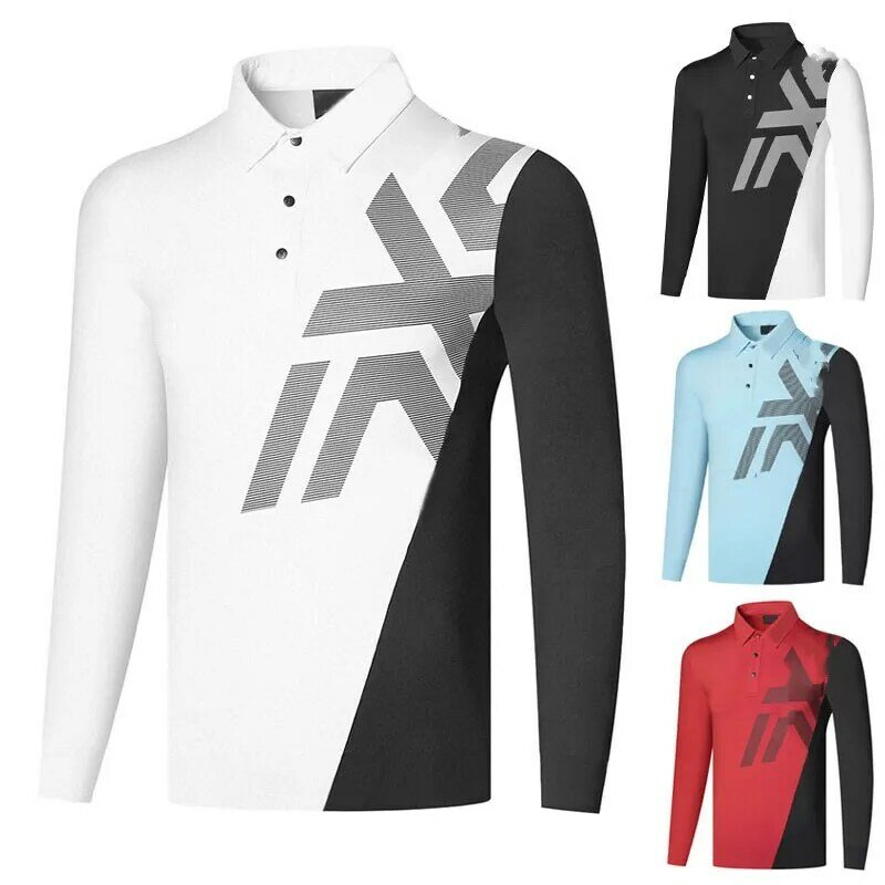 Golf bekleidung Herren Sport-und Freizeit golf tragen atmungsaktives Anti-Pilling-Polyester-Schnellt rockn endes Langarm-T-Shirt-Polo im Freien