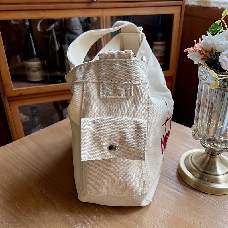 Джинсовая женская сумка через плечо, дизайнерская вместительная дамская сумочка с надписью, мессенджер из ткани под джинсы, повседневный саквояж кросс-боди
