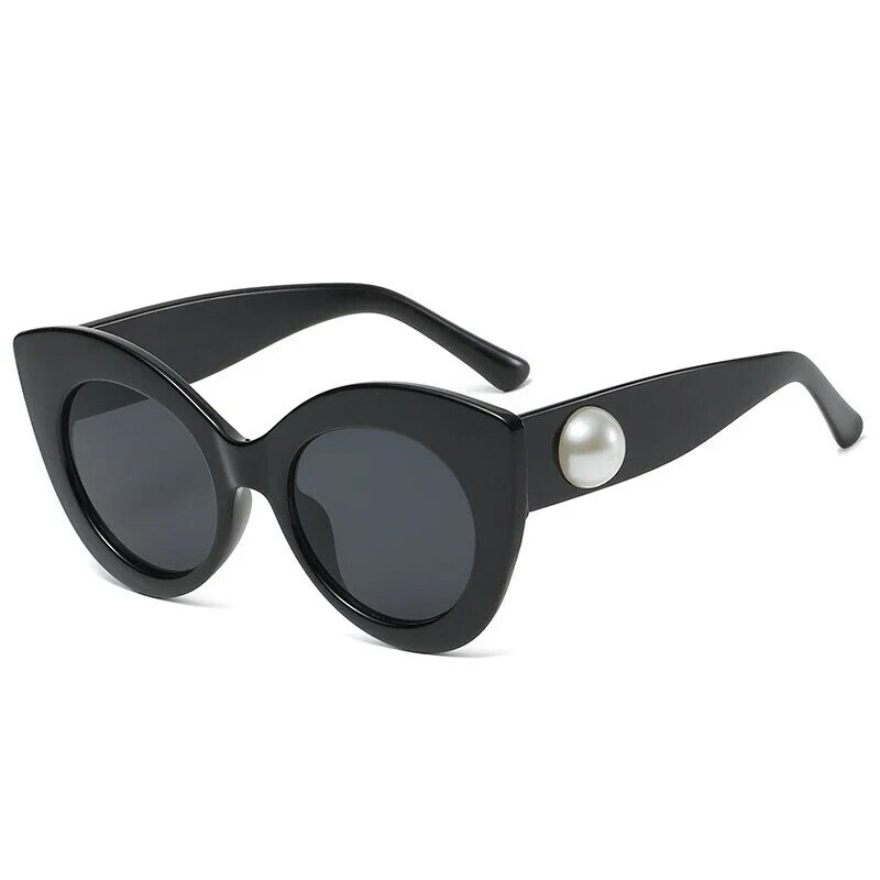 LONSY-Gafas de sol Retro con forma de ojo de gato para mujer, anteojos de sol femeninos de estilo Retro, a la moda, con perlas, de diseñador de marca
