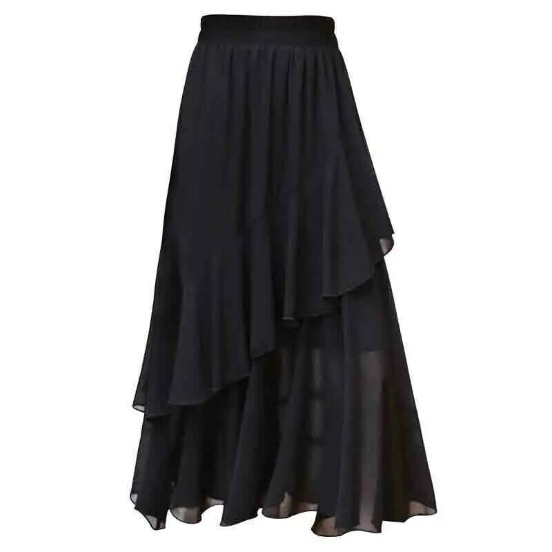 Женская шифоновая юбка, Повседневная Однотонная юбка неправильной формы, модель T01 на лето, 2023
