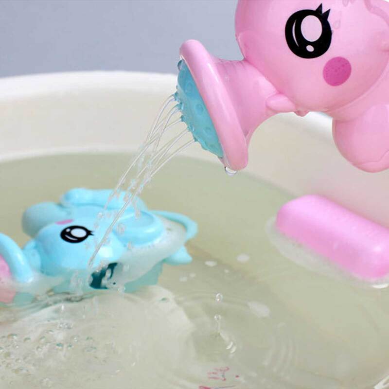 Brinquedos de banho do bebê adorável elefante plástico forma spray de água para o chuveiro do bebê brinquedos de natação crianças presente de armazenamento saco de malha do bebê crianças brinquedo