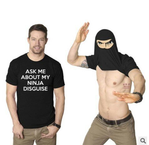 WONTIVE Ask Me About My Ninja Disguise camisetas para hombres, Tops de juego de interacción entre padres e hijos, camisas para niños, ropa para niños