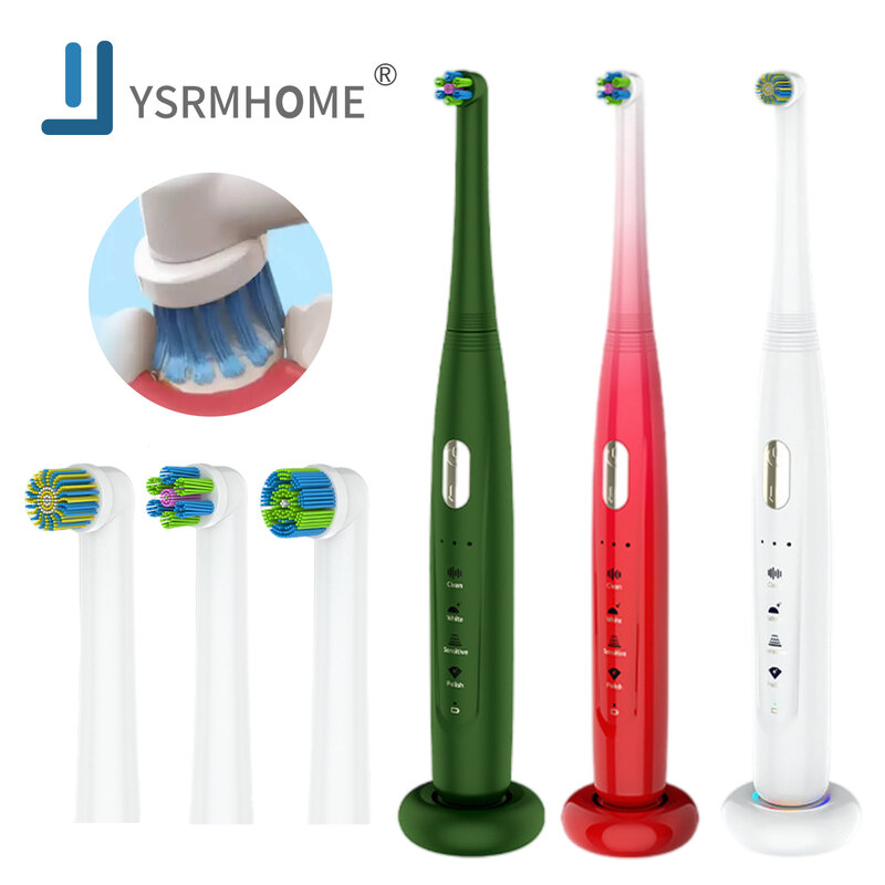Escova de dentes elétrica rotação dentes branqueamento-beleza saúde 4 modos sonic para adulto, substituição cabeças de escova-carregamento sem fio