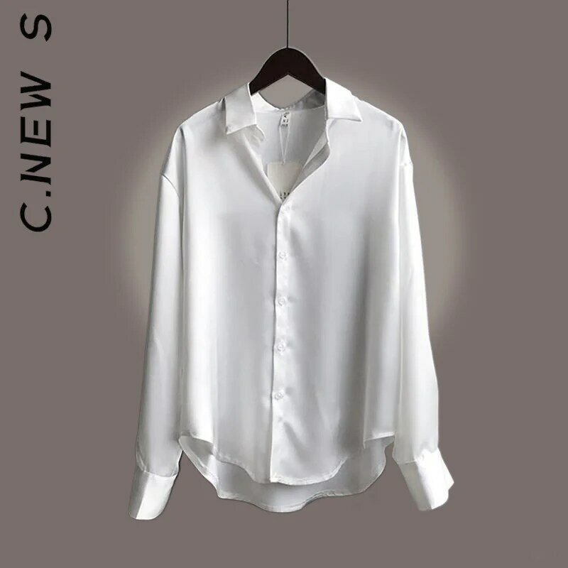 C.New S Women Shirt Fashion New Casual Top Chic Sexy Ladies Tops Women Tops Vintage Simple Female Blouses