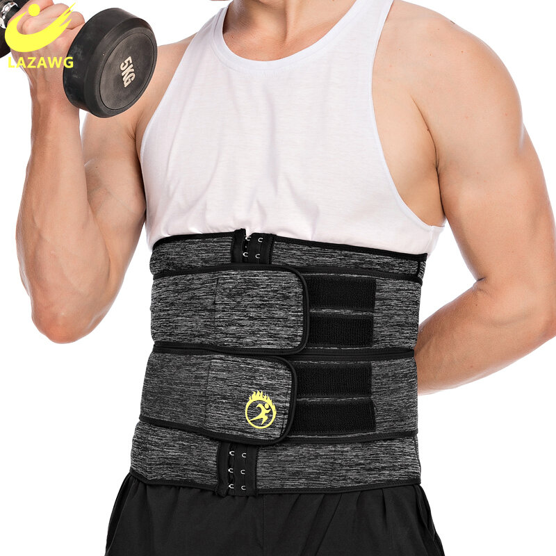 LAZAWG-Entrenador de cintura para hombres, pérdida de peso, Control de barriga, ropa moldeadora de cuerpo, sudor, Fitness, Sauna, cinturón Delgado, corsé de vientre