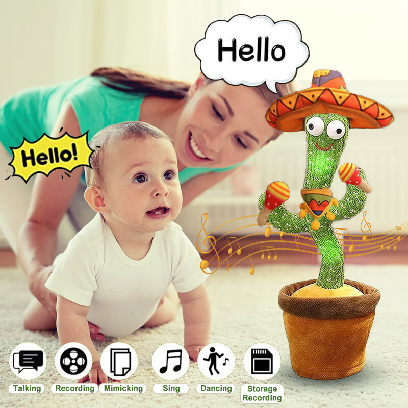 Świąteczne dekoracje 2023 taniec kaktus elektron pluszowa zabawka miękki pluszowy lalka dzieci kaktus może śpiewać taniec podarek prezent urodzinowy