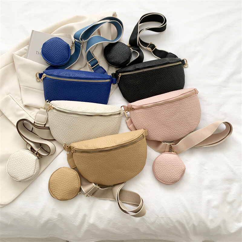 Trendy Women's Waist Bag Chest Bag PU Leather Fanny Pack 2Piece Messenger Shoulder Bag Luxury Designer Handbags Female Belt Bag