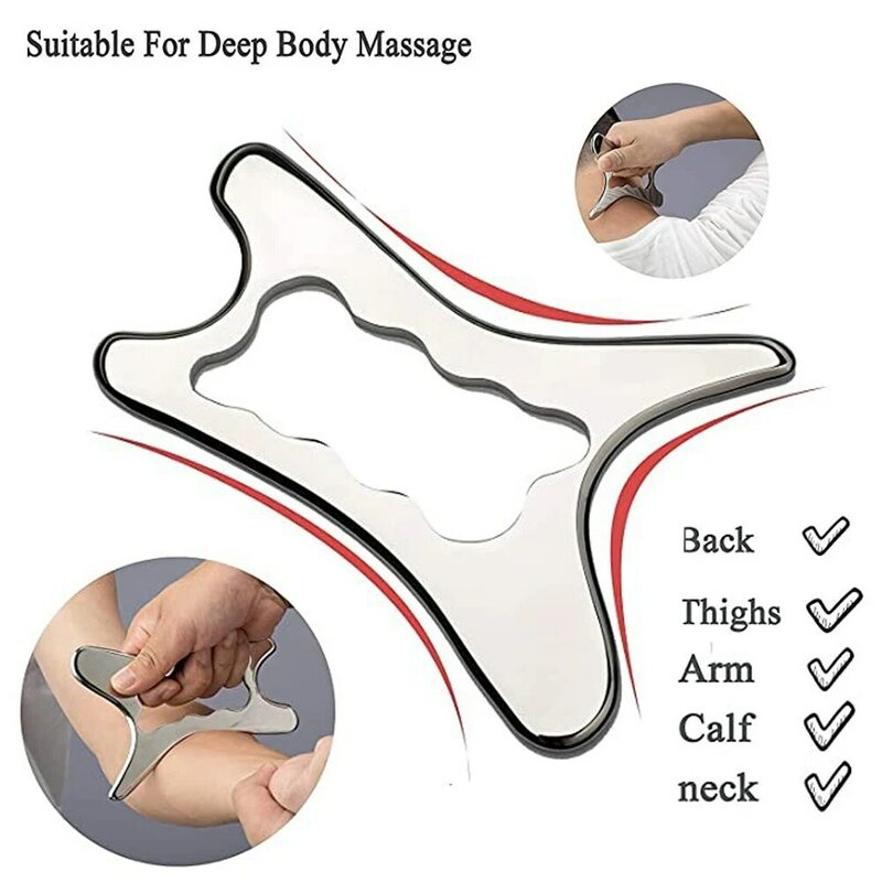 Stainless Steel IASTM Therapy Gua Sha Massage Scraping Board Body Muscle Deep Tissue Pain Relief Fascia Recovery Tool Relaxation