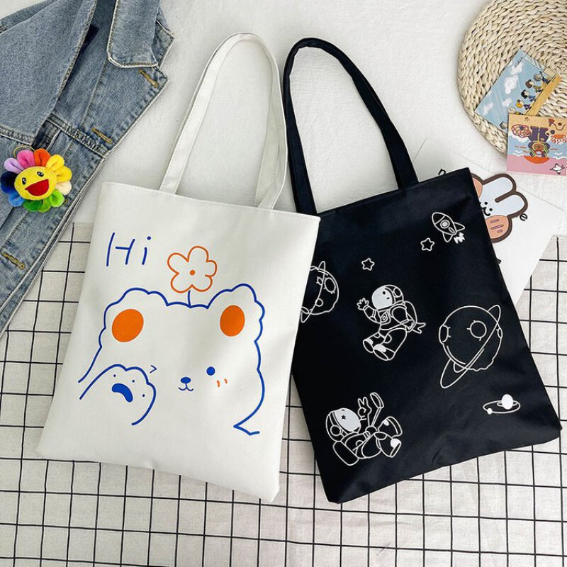 2022 koreańska wersja o dużej pojemności płócienna Tote torba kobiet zima nowe japońskie plecak Cartoon literackie torba na ramię dla studentów