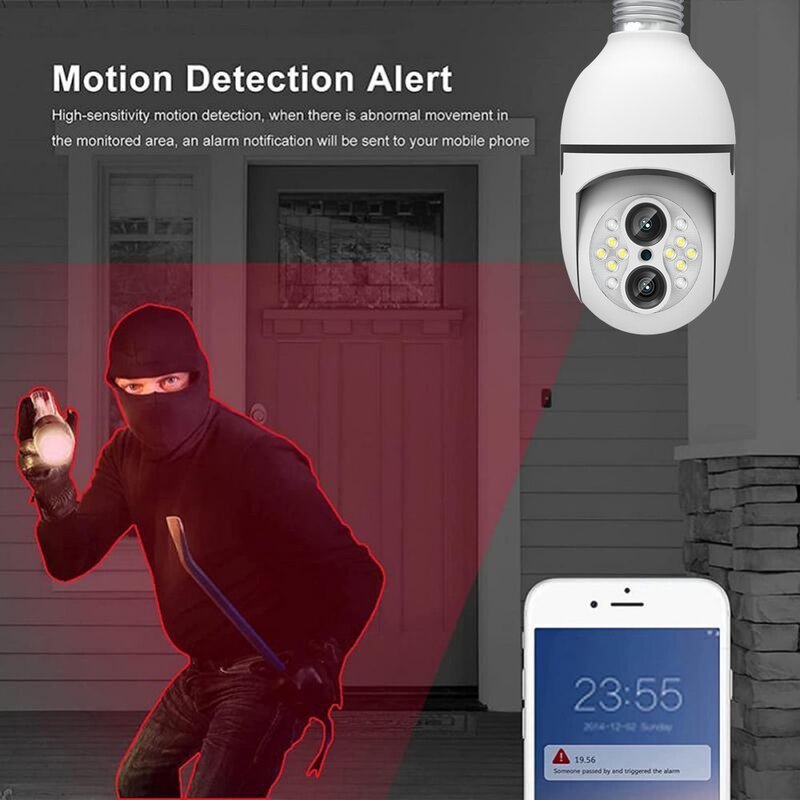 LLSEE HD 5MP Dual Lens Wireless Wifi Lamp Automatic Video Tracking 10x Zoom Night Vision IP Smart CCTV Camera