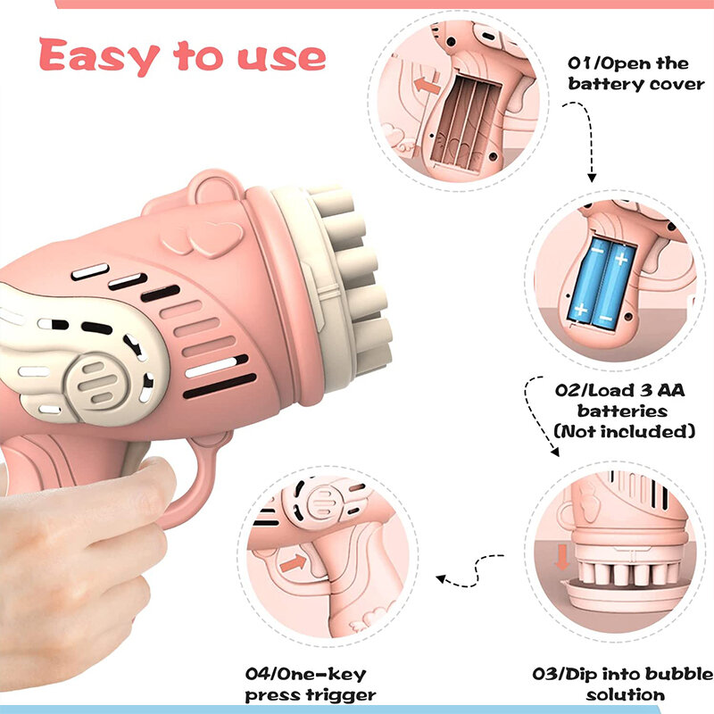 มุมอัตโนมัติ Bubble Gun เด็กฤดูร้อนของเล่นน้ำสบู่จรวดฟองสบู่เครื่องเด็กแบบพกพากลางแจ้งของเล่น...