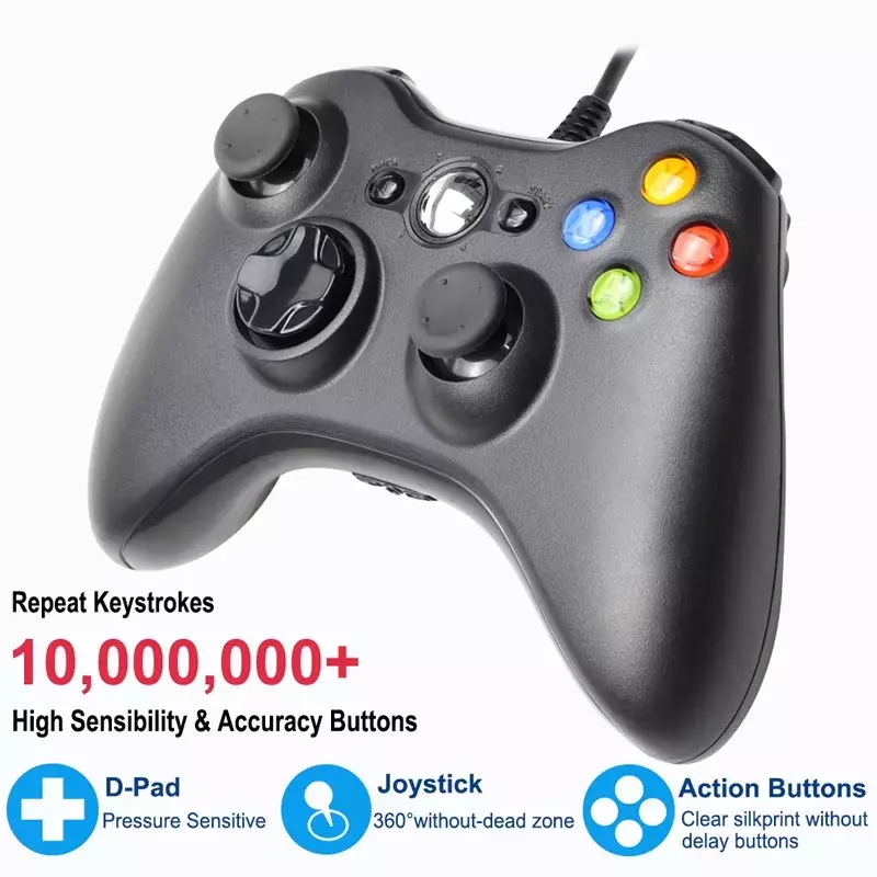 USB Wired Controller For Xbox 360 /360 slim gamepad Joypad Joystick For Microsoft XBOX360 Console For PC Windows 7,8,10,11