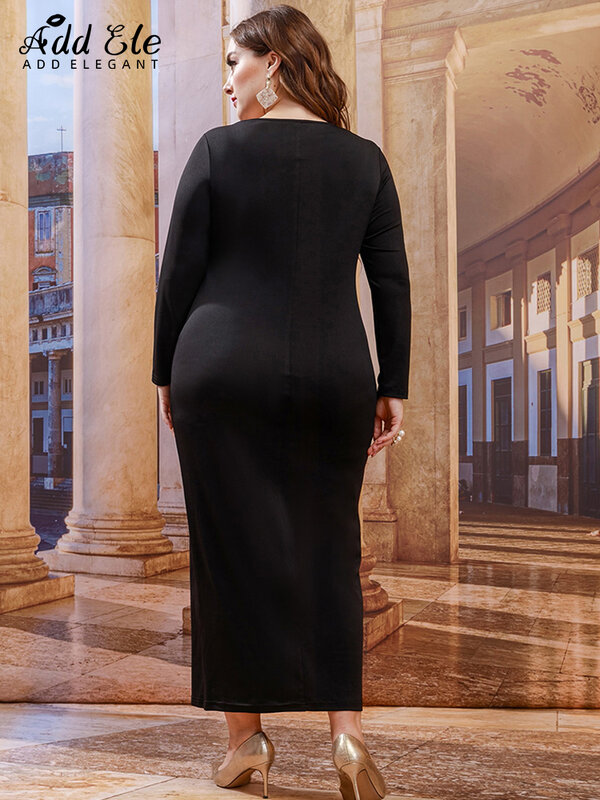 Vestido elegante de talla grande para mujer, ropa holgada informal de gasa con manga de lunares, diseño suave, cuello redondo, B966, otoño 2022