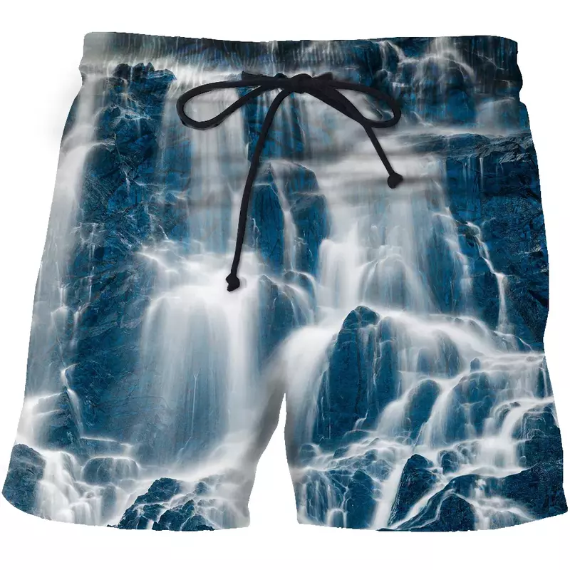 3d gedruckt strand shorts, schnell trocknend blau flamme fitness shorts, shorts mit spaß 3d straße druck mode 2021