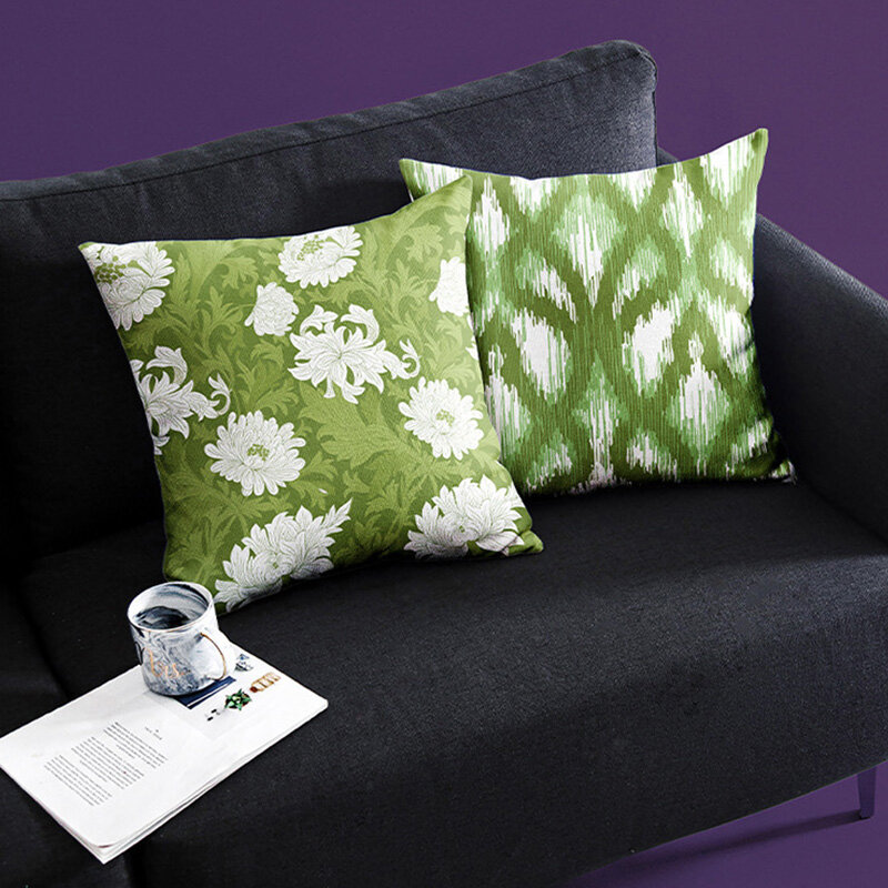 Housse de coussin imprimée, taie d'oreiller, pour canapé, décoration de la maison, bleu, vert, européen, 45x45cm