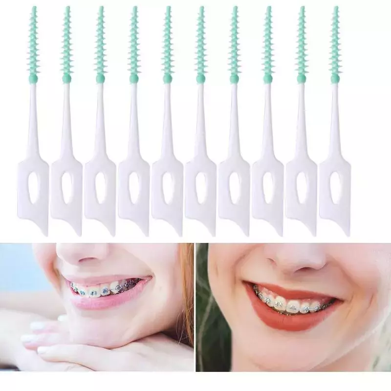 160 pçs/set macio silicone palitos de dentes fio duplo-ended inter escova dentes vara picaretas limpa ferramenta de cuidados orais