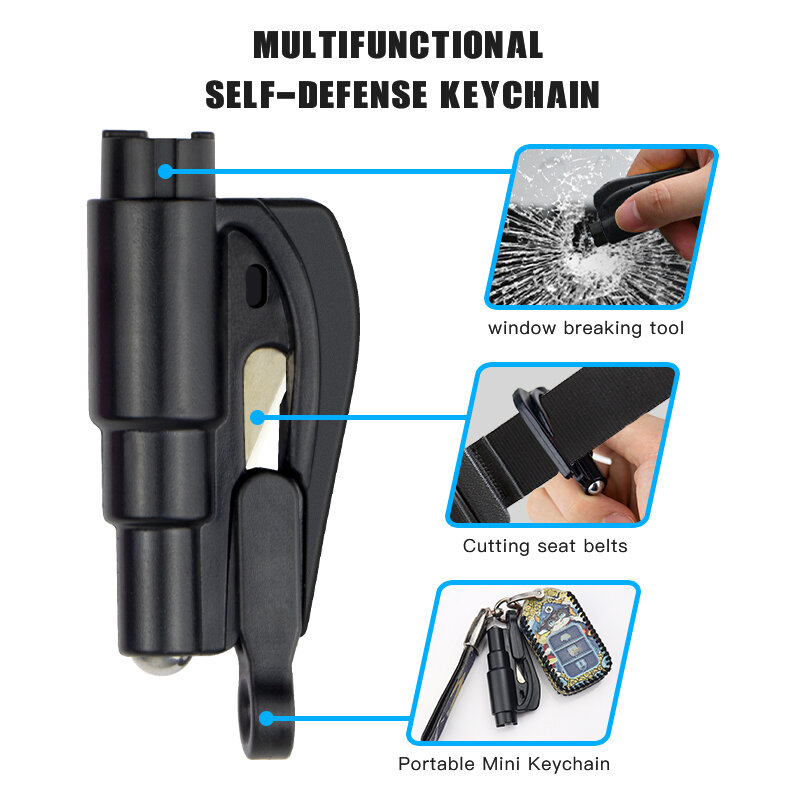 Wholesale custom portable car emergency rescue multifunctional key ring seat belt cutter hammer escape tools