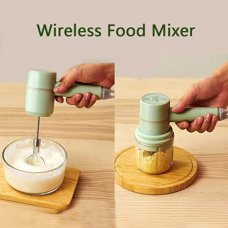 Blender Makanan Listrik Mixer Mini 3 Kecepatan Nirkabel Mixer Genggam Pengocok Telur Mixer Adonan Kue Makanan Krim Otomatis