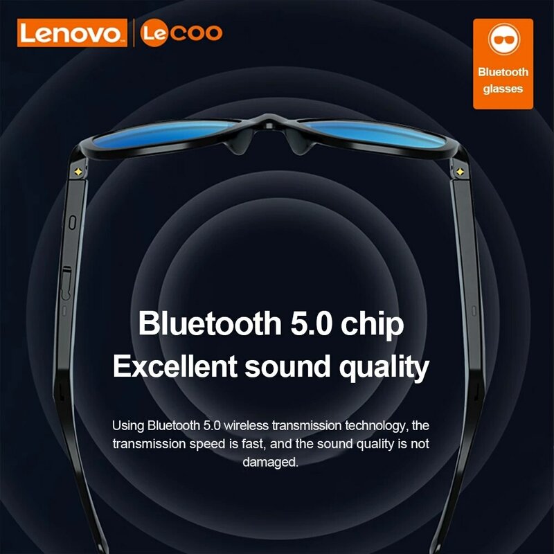 Lenovo Lecoo Smart Sunglasses C8 Headset Outdoor Sport HiFi Phone Call Music Eyeglasses Bluetooth 5.0 Anti Blue Wireless Driving