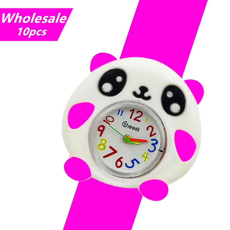 Low-ราคาขายส่ง10ชิ้นเด็กนาฬิกานาฬิกา3D Panda Bear ชุดเด็กของเล่นเด็กผู้หญิงคริสต์มาสของขวัญเด็ก slap นา...