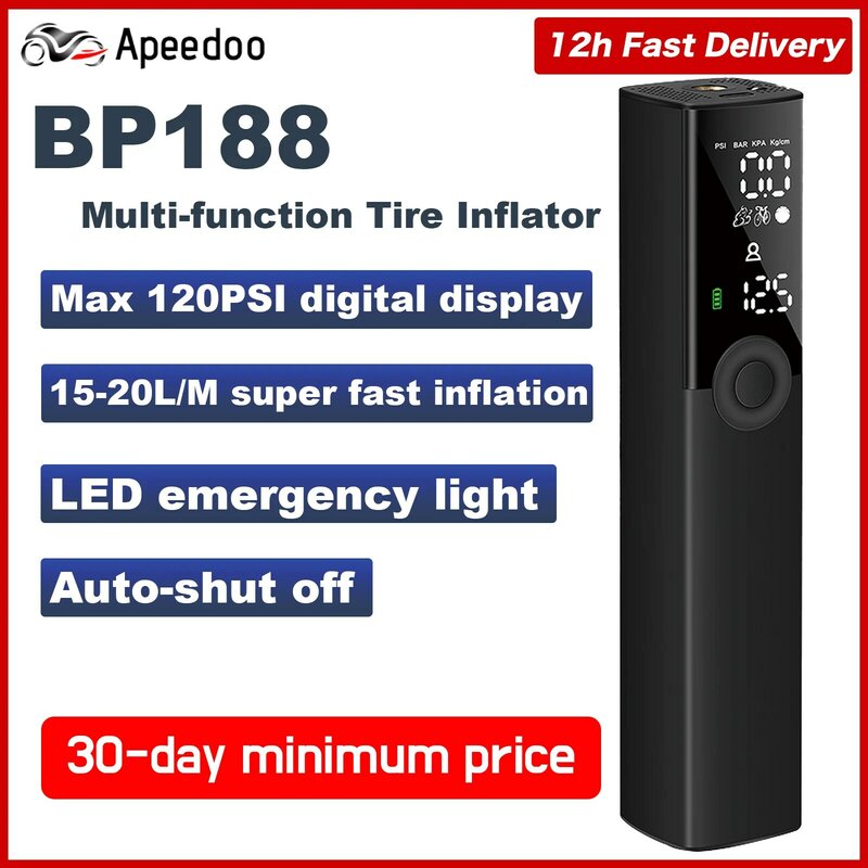 Apeedoo – Mini pompe à Air électrique Portable sans fil, gonfleur de pneus, compresseur d'air pour vélo, BP188