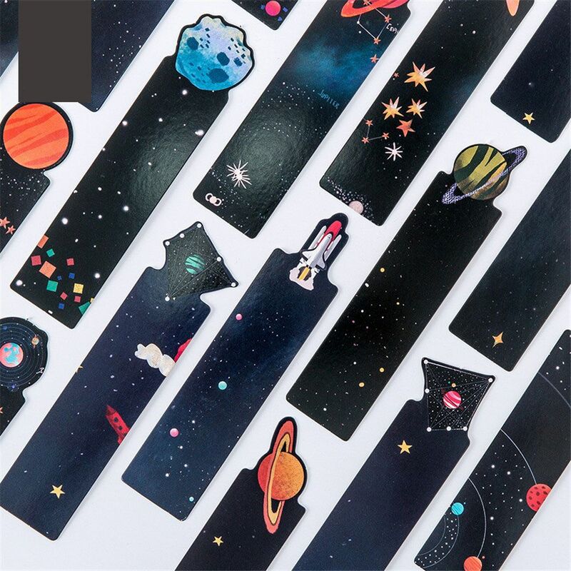 30pcs Kawaii Planet Bookmark Starry Sky Stationery Creative Galaxy Sky Bookmark Paper Dividers Book Page Holder School Supplies