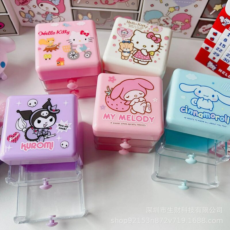 Cartoon Sanrio Lade Soort Mini Opbergdoos Leuke My Melody Cinnamoroll Kt Kat Double-Layer Sieraden Sorteren Box Meisje gift