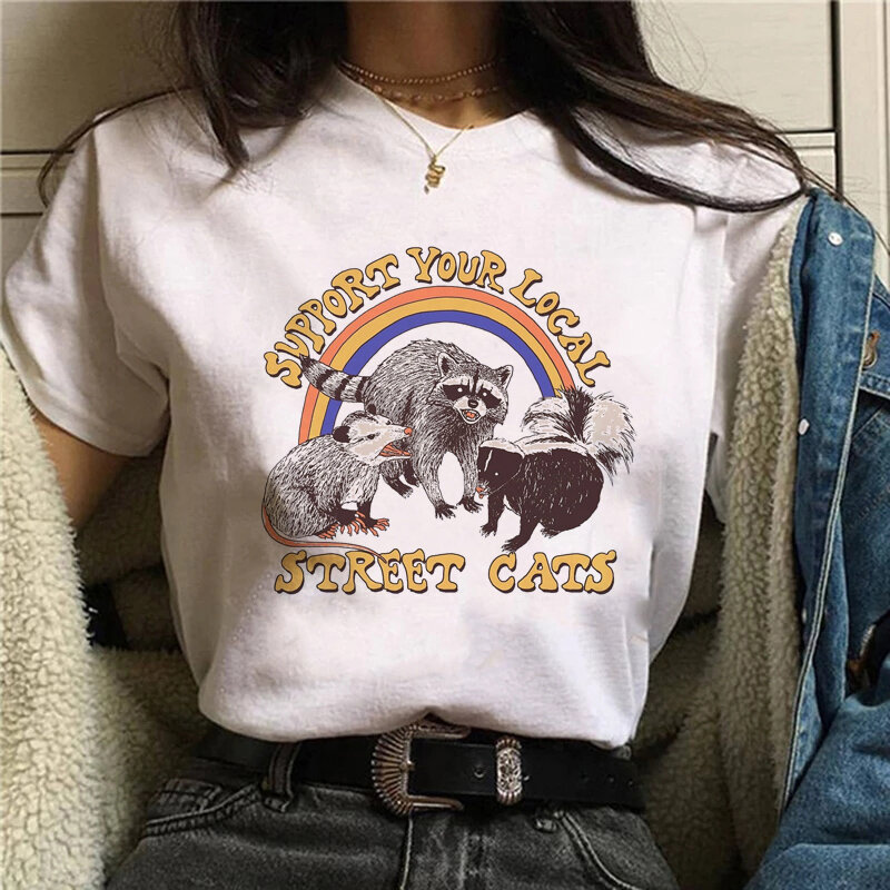 Abbigliamento donna t-shirt magliette grafiche top da donna Raccoon Animal 2022 Ladies Funny Tees manica corta Cartoon Print Harajuku