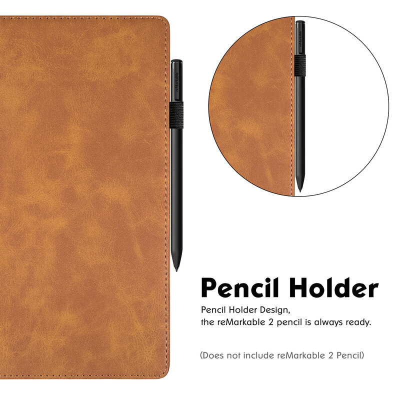 Estojo para tablet de papel digital reMarkable 2 10,3 polegadas versão 2020 - capa protetora de couro PU premium com suporte/alça de mão