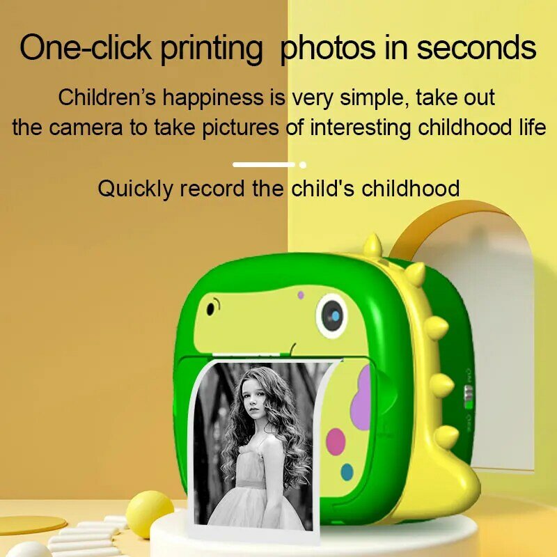 Câmera digital video de selfie da foto da cópia da tinta de zero dos meninos das meninas com filme de papel, criança 3-12 anos de idade