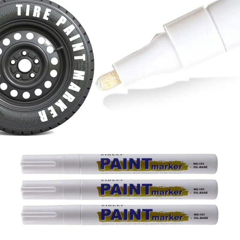 3pcs White Paint Pen Paint Markers Waterproof Car Tyre Oil-Based Paint Pen Set Quick Dry And Permanent