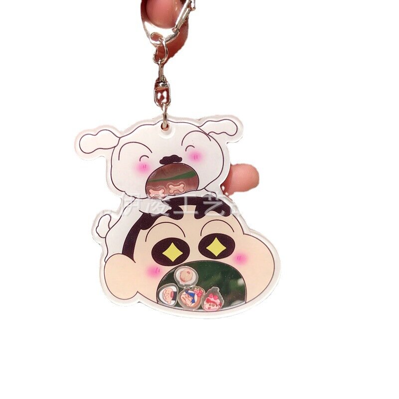 1Pcs Crayon Shin-Chan and Nohara Shiro Dog Charm Keychain Acrylic Charm Accessories Anime Action Figure Model Toy for Children