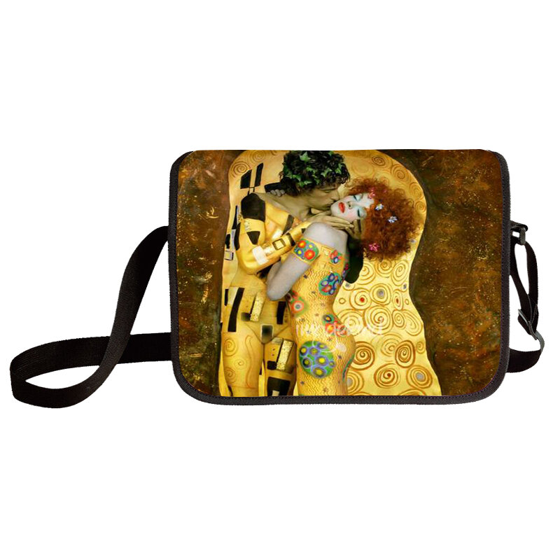 Obraz olejny łzy/pocałunek Gustav Klimt torba Crossbody regulowana długość torby na ramię nastolatek tornister kobieta torby do przechowywania