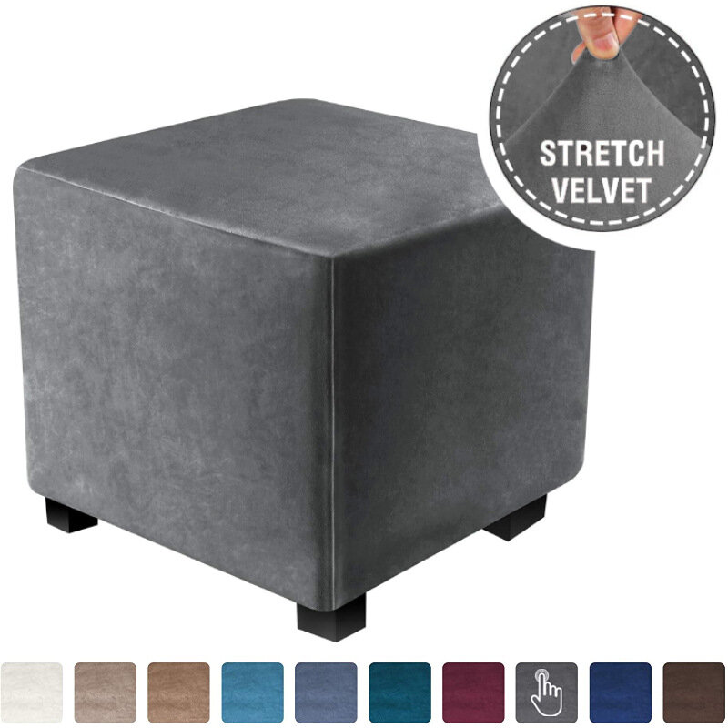 Juste de chaise carrée élastique tout compris, housse de repose-pieds en velours, housse de protection pour salon, résistante à 360