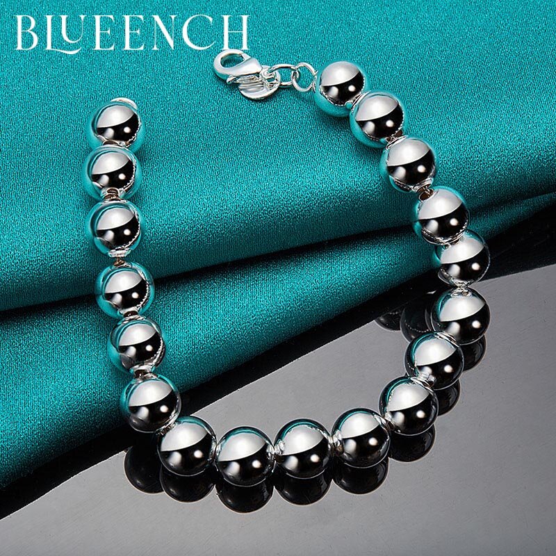 Blueench 925 Perak Murni Bola Bulat Gelang Kepribadian untuk Pria Wanita Pesta Pernikahan Perhiasan Fashion