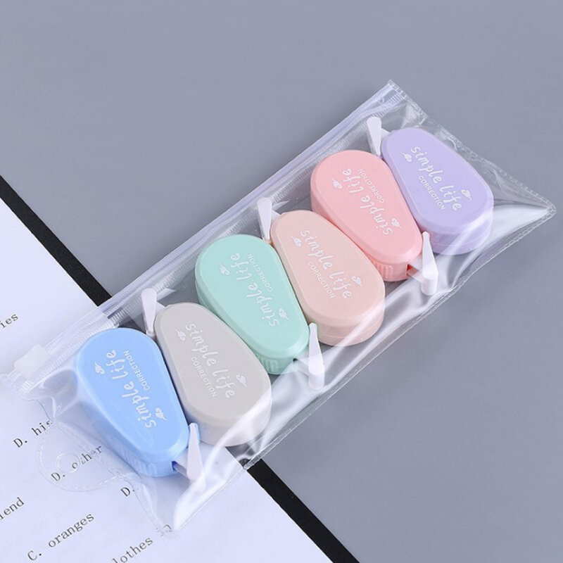 2022 6pcs/set Mini Morandi Color Correction Tape Set School Supplies Stationary Kawaii Accessories Korean Stationery Wholesale