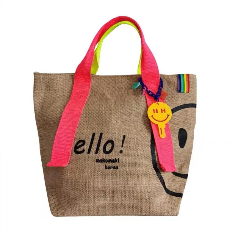 Вместительная сумка-тоут, сумки для женщин, милая Повседневная сумка для покупок из хлопка и льна с принтом, новинка 2022, роскошные дизайнерс...