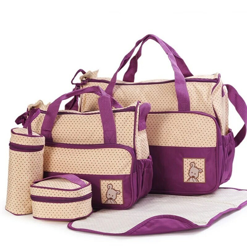 5 borsa per pannolini di moda, borsa per passeggino di grande capacità, borsa per pannolini, fasciatoio per la cura del bambino con 8 colori