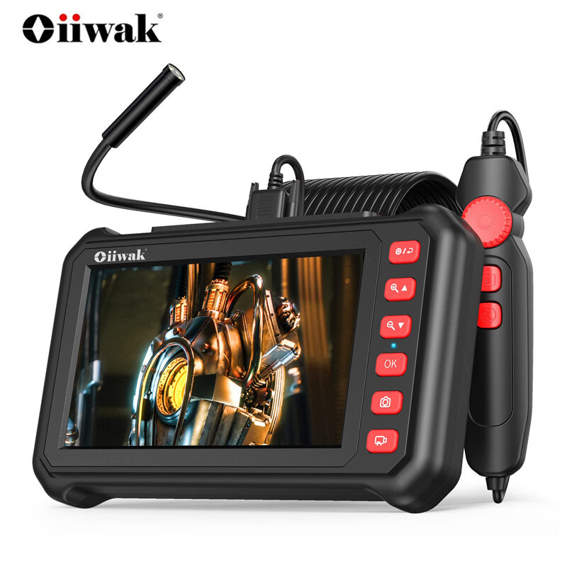 Oiiwak 5MP 7 بوصة IPS شاشة الصناعية المنظار كاميرا 8.2 مللي متر عدسة IP68 5 زومات Borescope 3800 مللي أمبير بطارية مع 6 أضواء LED 32 جيجابايت