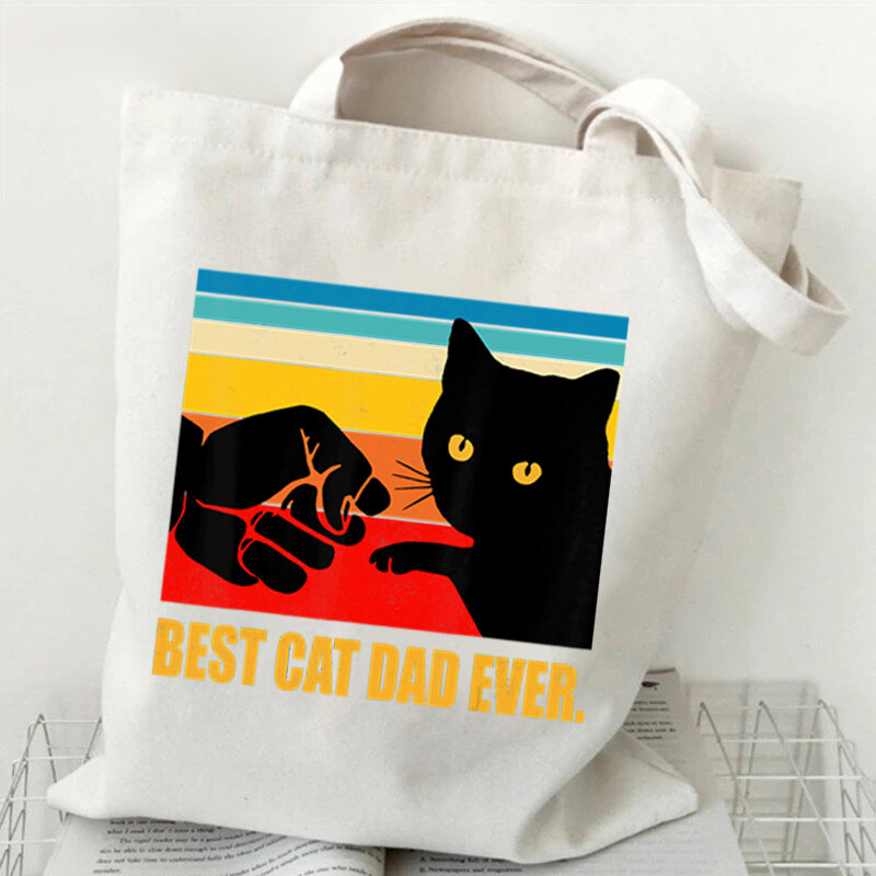 2022 New Cats Cute Canvas Bag Casual Graphic Tote Bags Animal Shopping Bag Harajuku Shopping Bag donna Shopper borse a tracolla