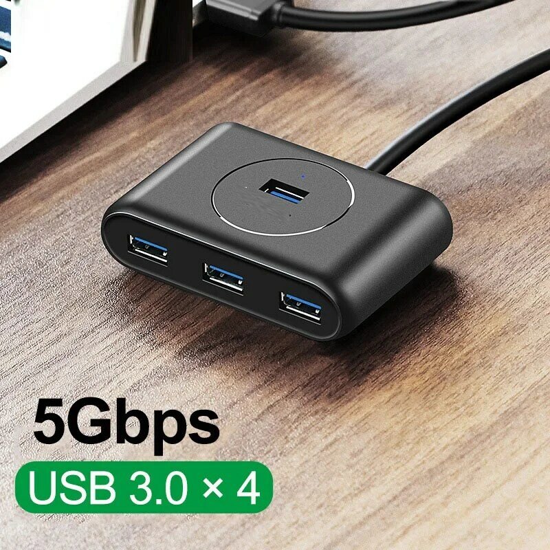 Séparateur USB 3.0 Hub à 4 ports, haute vitesse pour disques durs, ordinateur portable, clé USB, souris, clavier