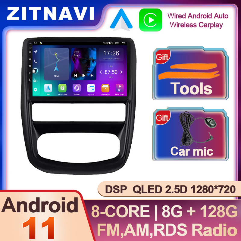 Radio con GPS para coche, reproductor Multimedia con sistema Android, Serero, inalámbrico, Carplay, QLED, BT, para Nissan Terrano 2014 - 2020