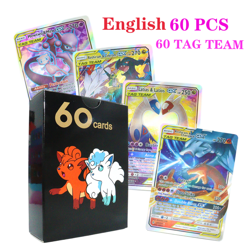 New Pokemon 20-300pcs Paper English Cards Pikachu Charizard Mewtwo MEGA Vmax Tag Team Limited Anime Game Hobbies Collection Toys