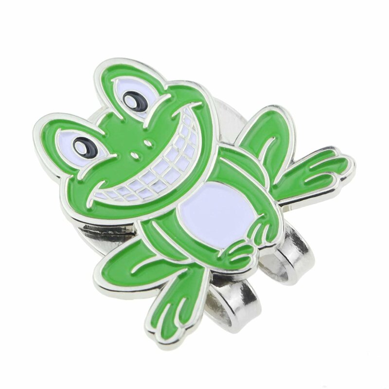 웃는 개구리 디자인 골프 공 마커 1 개, 그린 마크 마그네틱 캡/모자 클립 클램프, 골퍼용 신제품 선물