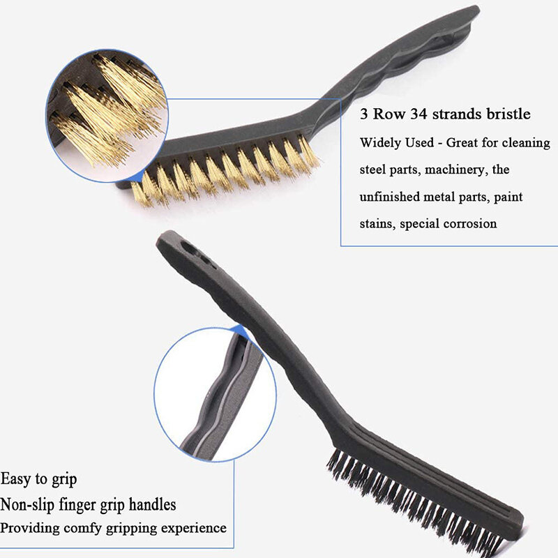 9 Pcs Set di spazzole per la pulizia in acciaio inossidabile spazzola in metallo di Nylon in ottone utilizzata per rimuovere la ruggine e la polvere delle scorie di saldatura dell'attrezzatura
