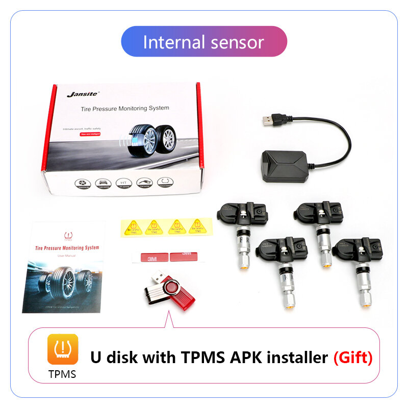 USB Android TPMS Tire Pressure Monitoring System Display Alarm System 5V Interne Sensoren für Autos Navigatio Auto Radio 4 sensoren