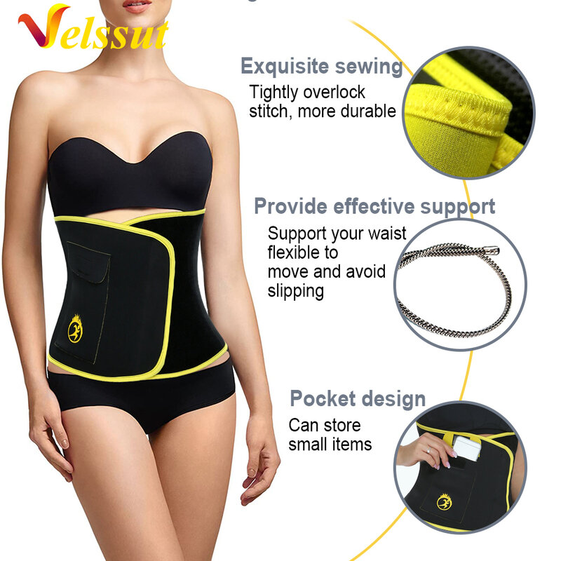 Velssut-cinturón adelgazante de neopreno para mujer, entrenador de cintura para pérdida de peso, Control de barriga, moldeador de cuerpo, quema de grasa